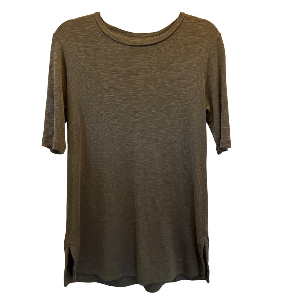 J. Jill Olive Green Pima Cotton Slub Shirttail Tunic Elbow Sleeve Size XS Basics